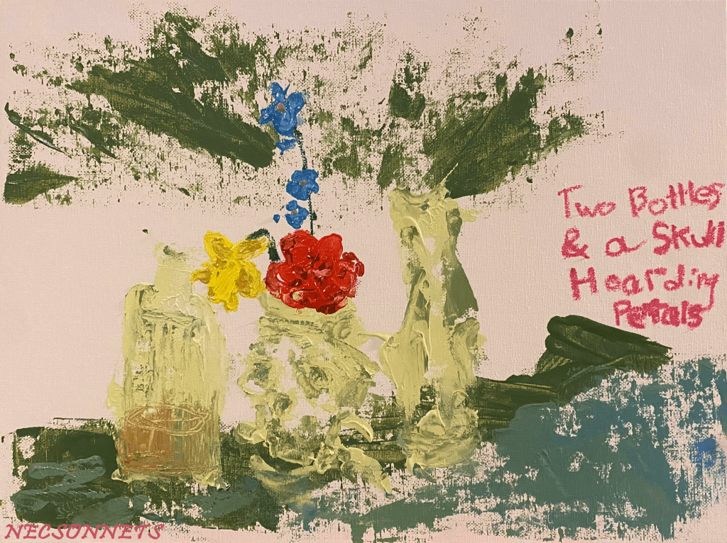 two Bottles & a Skull hoarding Petals